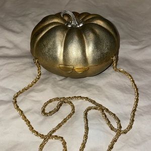 Vintage gold Saks Fifth Avenue pumpkin purse made in Italy